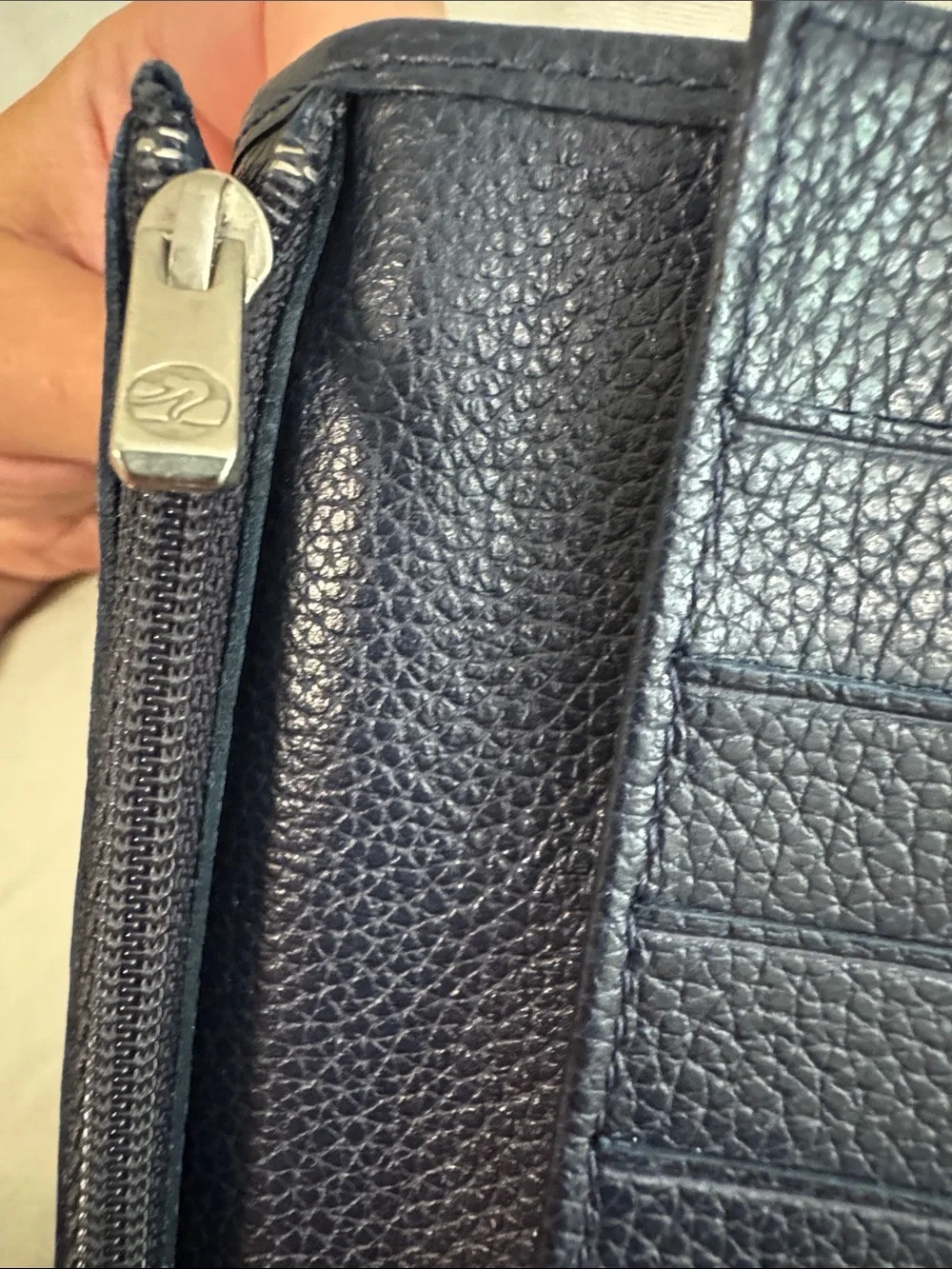 Longchamp Vintage Leather Continental Trifold Travel Wallet & Passport Holder